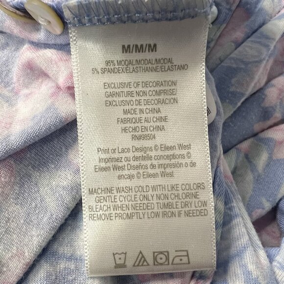 Eileen West Ballet Nightgown Sleeveless Modal Cotton Lace Floral Prairie Sz M - Picture 11 of 13